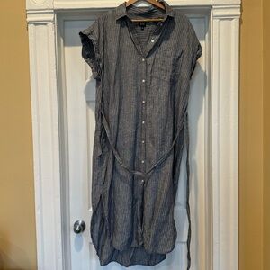 GAP Chambray Pinstripe Midi Shirt Dress